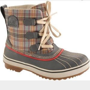 Sorel Tivoli Rain Boot Plaid Pattern